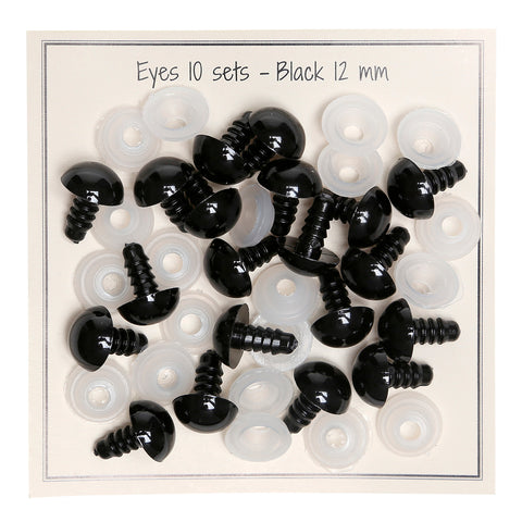 Črne varnostne oči - 12 mm
